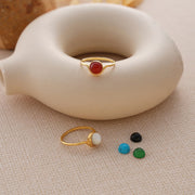 Round Natural Stone Ring - Lyphiyes